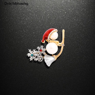 (Drichbluehg) 1 Pcs Christmas deer Snowman Christmas tree Brooch alloy diamond oil drop Brooch On Sale