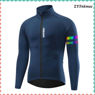 Cycling Jacket Warm Full Sleeve Bicycle Rides Sports MTB Coat Blue M