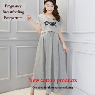 Maternidad desgaste embarazada vestido de moda de manga corta impreso vestido de maternidad