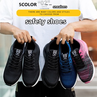 Moda zapatos de seguridad/botines hombres mujeres Anti-golpes Anti-punción de aire cojín deportivo zapatos de protección transpirable senderismo zapatos de cabeza de acero