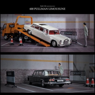 [modelo De coche] - 1/64 Mercedes-Benz 600 Pullman modelo de coche de simulación de aleación modelo de coche con acrílico caja de polvo base decoración