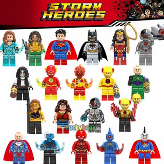 Lego DC liga de la justicia minifiguras Batman Superman mujer maravilla Aquaman Flash Super Heroes bloques de construcción juguetes