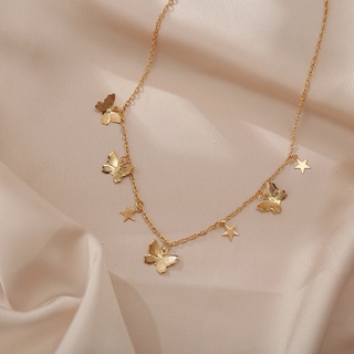 Collar De cadena De mariposa De oro De plata a la moda Estilo Coreano cadena Dangle collar mujer accesorios regalo (7)
