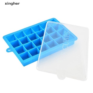 [xingher] Molde de bandeja para cubitos de hielo, 24 rejillas, molde de silicona para helados, con tapa, congelador, fabricante caliente