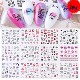 (jst) 1 hoja de pegatinas de uñas de la serie de san valentín patrón de amor herramientas de manicura decoración de papel uñas pegatinas para salón de belleza