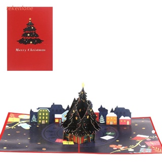 teke árbol de navidad 3d pop-up tarjeta hecha a mano tarjetas de felicitación para navidad invierno vacaciones