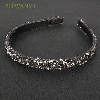Peewany1 diademas de perlas con pedrería Simple de lujo con perlas simuladas para cabello de cristal