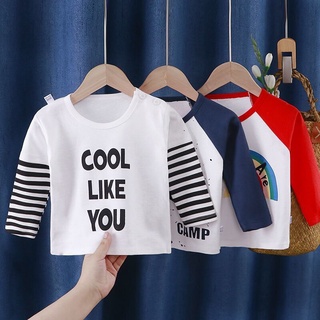 T:0-8: camiseta de manga larga de algodón para niños y niñas con 0-8 camiseta de manga larga para bebés