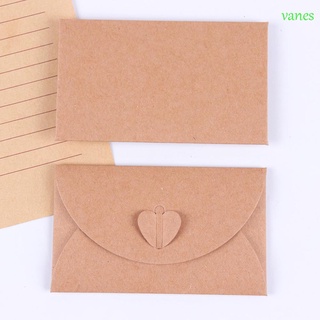 Vanes 10pcs papel Kraft romántico amor botón sobre DIY tarjeta amor carta amor hecho a mano Vintage papel sobres