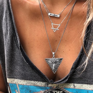 [sh]collar de cadena de clavícula triangular turquesa de tres capas para mujer joyería regalo