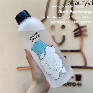 [en stock] 1000 ml de gran capacidad portátil panda botella de agua con paja a prueba de fugas taza lindo oso botella de agua hervidor de agua nuevo