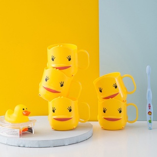 Lindo pato amarillo niños niños cepillo de dientes taza Anti caída de dibujos animados traje de lavado cepillo de dientes taza