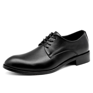 Hombres Formal puntiagudo del dedo del pie de vaca zapatos de cuero de negocios cordones zapatos negro