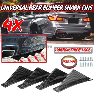 Carbon Fiber Style Car Rear Bumper Lip Diffuser Shark Fins Splitter Universal (1)