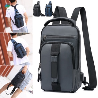 Mens Chest Pack Bag Waterproof Sling Bag USB Charging Shoulder Bag Portable Travel