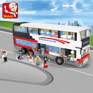 Lego city bus: luxury double-decker bus 741PCS building block toy boy assembling educational toy DIY Lego city