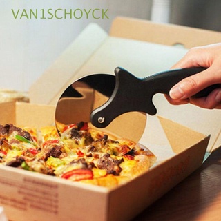 van1schoyck mango de plástico cortador de pizza de cocina de forma redonda ruedas rebanadora espacio de cocina de acero inoxidable herramientas de pizza de grado alimenticio cortadores de hornear/multicolor