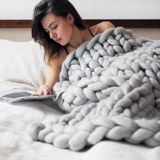 [8.13] cómodo cálido suave y grueso línea de hilo gigante de punto manta Manual tejido (2)