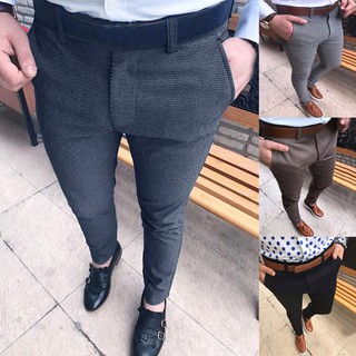 pantalones largos casuales para hombre/pantalones expandibles para negocios/pantalones de frente liso
