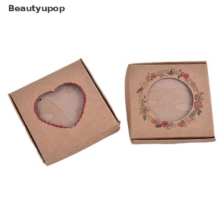 [beautyupop] 10 piezas de papel kraft diy caja de regalo con pendientes de ventana de pvc transparente colgante embalaje caliente