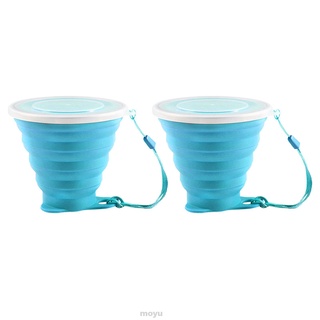 2 pzs taza plegable plegable para beber/senderismo/café/deportes/con tapa/copa telescópica de silicona