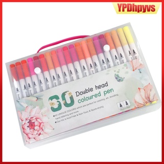 60 colores de tinta fina de doble punta plumas punta marcador para dibujo y pintura