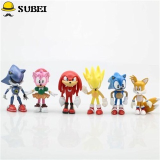 SUBEI 6 Piezas Figuras Sonic De PVC Modelo De Niños Personaje De Acción Muñeca Juguetes Erizo Decoración Del Hogar Artículos Para Niñas Anime Figura