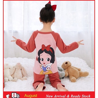 Pijama niño Baju Tidur Kartun Casual de manga larga pijama de dibujos animados impreso O-cuello Loungewear absorbe la humedad niña grande algodón dormir ropa (1)