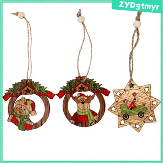 adornos colgantes de madera para navidad diy artesanías de madera colgante con agujeros (3)