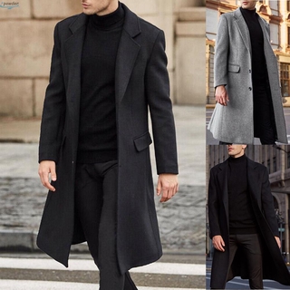 abrigo de manga larga de los hombres blazer de invierno de negocios gabardina cortavientos outwear abrigo largo chaqueta de trabajo formal más el tamaño (1)