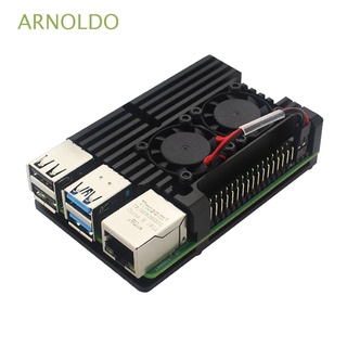 ARNOLDO Enclosure Cooling Case Passive Cooling Computer & Office Heat Sinks Protection Cases with Dual Cooling Fan for RPI 4/4B Aluminum Alloy for Raspberry Pi 4 Model B Computer Components/Multicolor