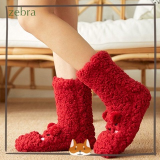 Sandalias/zapatos antideslizantes De felpa Para mujer con ZEBRA/cálida/medias Para invierno/dormitorio