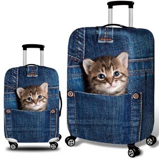 Stretch lindo gato equipaje cubierta protectora traje 18-32 pulgadas carro maleta caso accesorios de viaje (6)