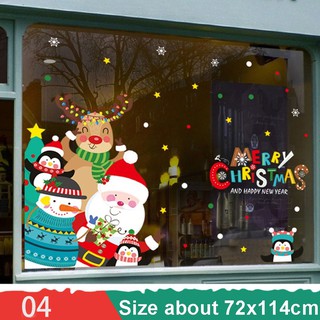 Pegatinas de navidad decoración sin pegamento pegatinas electrostáticas ventana vidrio Santa Claus navidad familia nieve pegatinas
