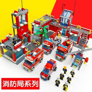 Bloques de construcción para niños, Compatible con Lego Fire Station Puzzle boy12la edad de las partículas pequeñas de 10 años de edad Lego