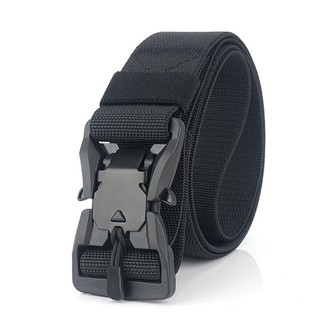 Hebilla magnética negra para hombre, cómodo al aire libre de nylon tejido táctico pantalones con elasticidad ajustable, cinturón de herramientas generales