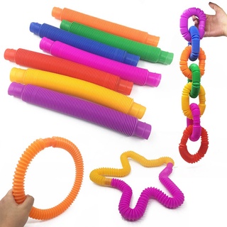 Hot 1 pza colores aleatorios Tubo Pop creativo Círculo Mágico juguete divertido desarrollo temprano educativo juguete plegable estrés Aliviar juguetes | Juguetes squeeze (2)