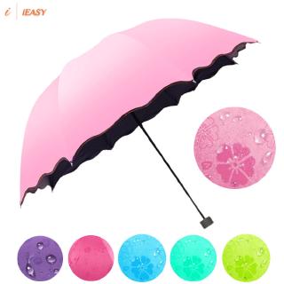 Ieasy - paraguas para mujer, diseño mágico, cúpula de flores, plegable, a prueba de viento