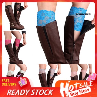 Moda mujeres niñas estiramiento flor encaje recorte bota puños calentadores de piernas Top calcetines \WZ/