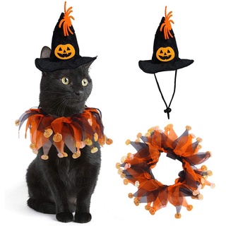 Barry1 patrón de calavera Collar de gato araña Web gato calabaza sombrero gato disfraz para gato perro Halloween fiesta calabaza Kawaii accesorios para mascotas Halloween ajustable (4)