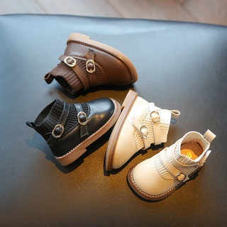 Zapatos De Bebé Niña Otoño E Invierno Nuevo Fondo Suave Cuero1-2-3mujer Botas De Niñas-Año De Edad Forrado De Vellón Tobillo