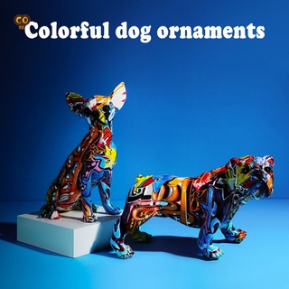 VEI Modern Art Dog Statue Resin Chihuahua Bulldog Sculptures for Bookcase Showcase Shop Home Office Desk Decoration