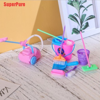 PURE 9pcs Mini fregona escoba juguetes herramientas de limpieza Kit de casa de muñecas juguetes limpios