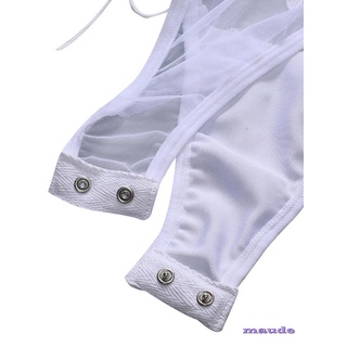 ♀Sz❤Conjunto de lencería para mujer, Sexy encaje bordado estampado body de una sola pieza traje para bodas de luna de miel aniversarios (6)