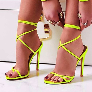 Sandalias De Moda Populares 4.33 Pulgadas Fluorescente Color Verde Tamaño 36-42 Para Las Mujeres (4)
