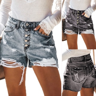 *dmgo*=pantalones cortos de mezclilla de verano de las mujeres plisados pantalones cortos de mezclilla de talle alto