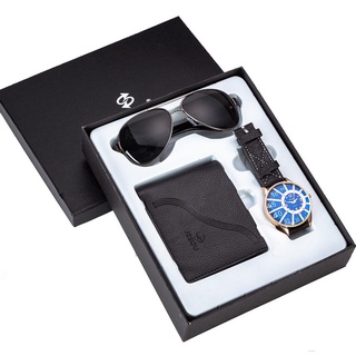 Set de regalo para hombre exquisito embalaje reloj cartera gafas de sol conjunto caliente creativo Ccombination Set