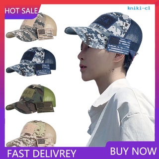 NSMZ_ American Flag Camouflage Baseball Cap Outdoor Men Adjustable Sun Mesh Peaked Hat