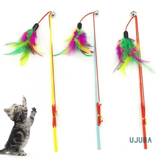 ujuba gato juguetes interactivo divertido multicolor pluma campanas gato palo para mascotas
