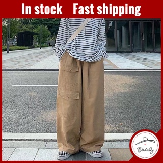 daduhey caqui mono unisex recto oversize japonés pantalones de pierna ancha